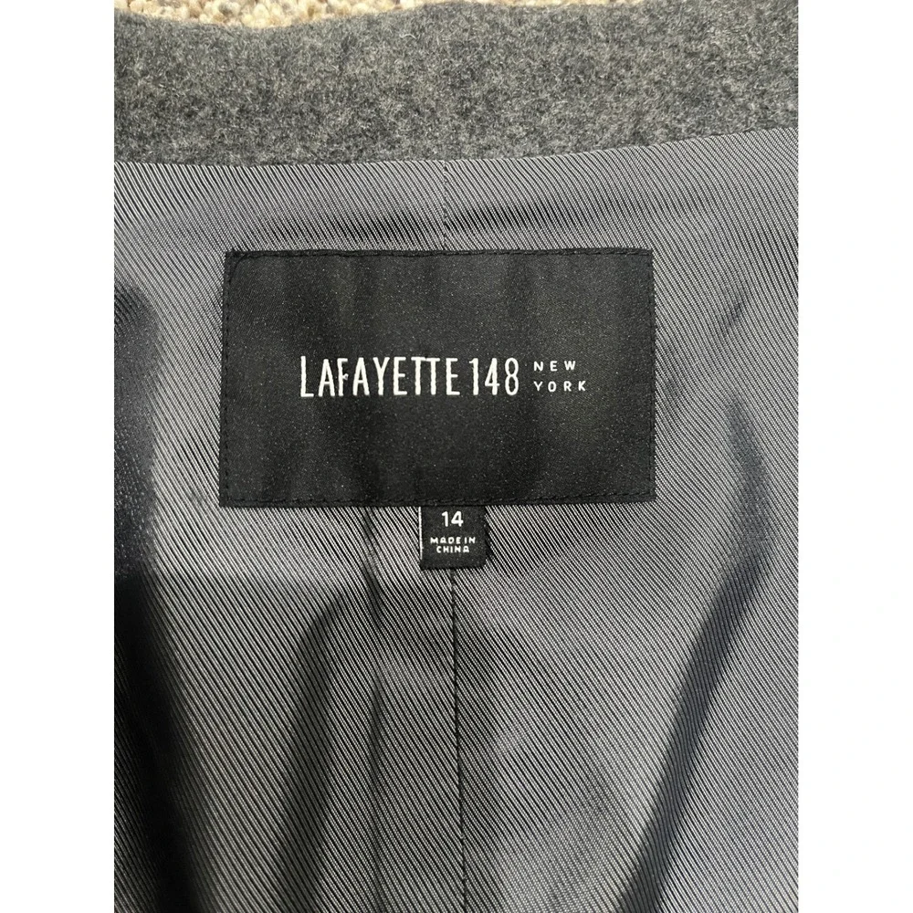 Lafayette 148 New York Convertible Wool Blend Blazer Vest Grey Black Size 14
